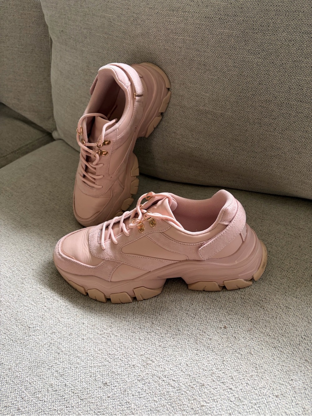 JustFab Chunky Platform Sneakers in Pale Pink